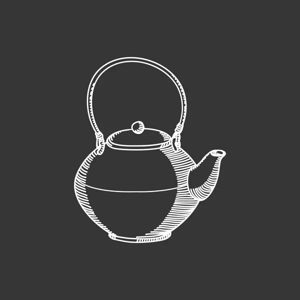 Monochrome Image of Teapot — Stock Vector