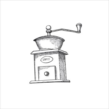 El ile kahve öğütücü illüstrasyon 1