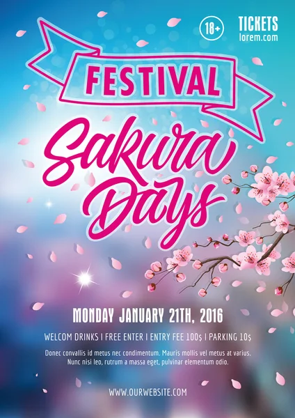 Sakura Dias Festival Poster — Vetor de Stock
