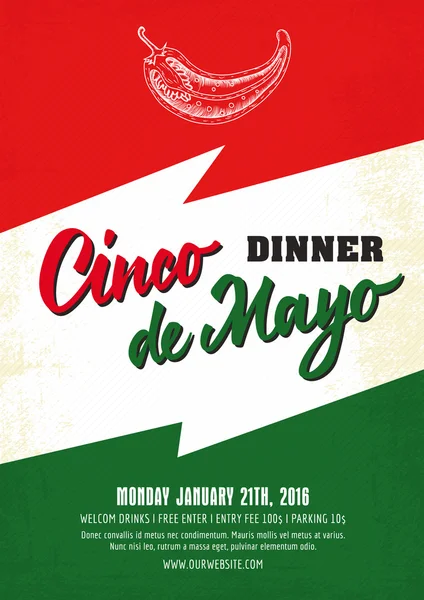 Jantar Cinco de Mayo Poster — Vetor de Stock