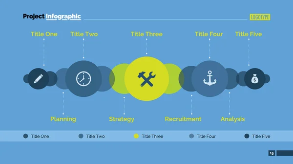 Pięciu elementów wykresu slajdów szablonu — Wektor stockowy