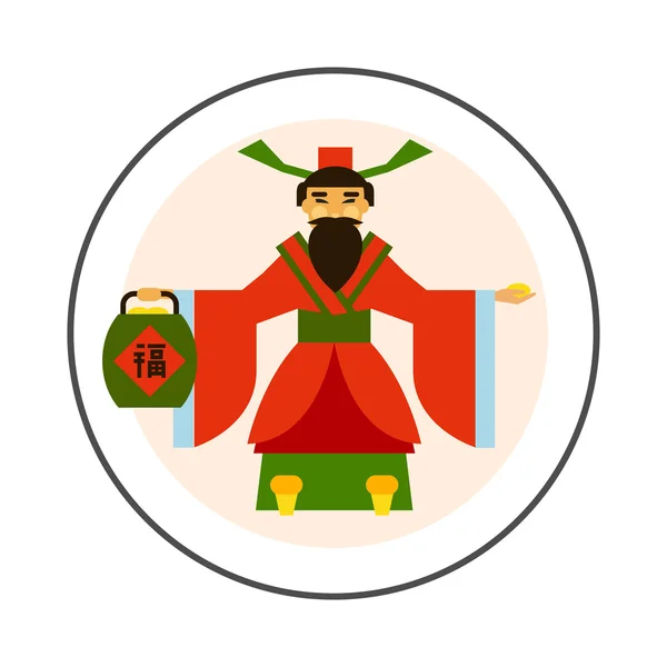 Chinese God of Wealth Icon — Stock Vector