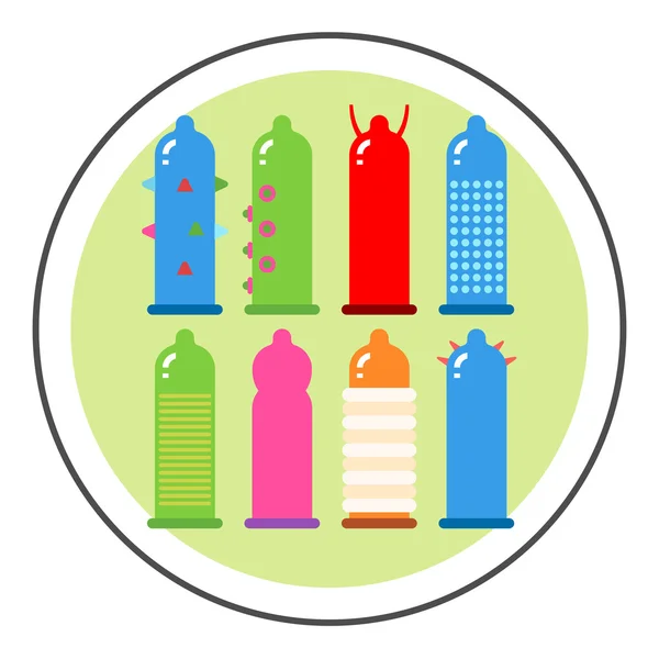 Condom Set Line Icon — Stock Vector