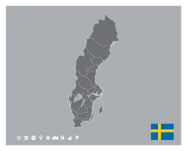 Suécia Mapa modelo —  Vetores de Stock