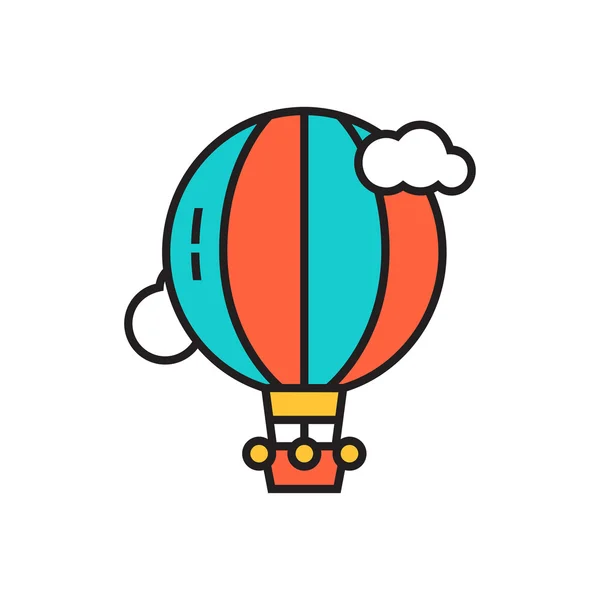 Hot Air Balloon Line Icon — Stock Vector