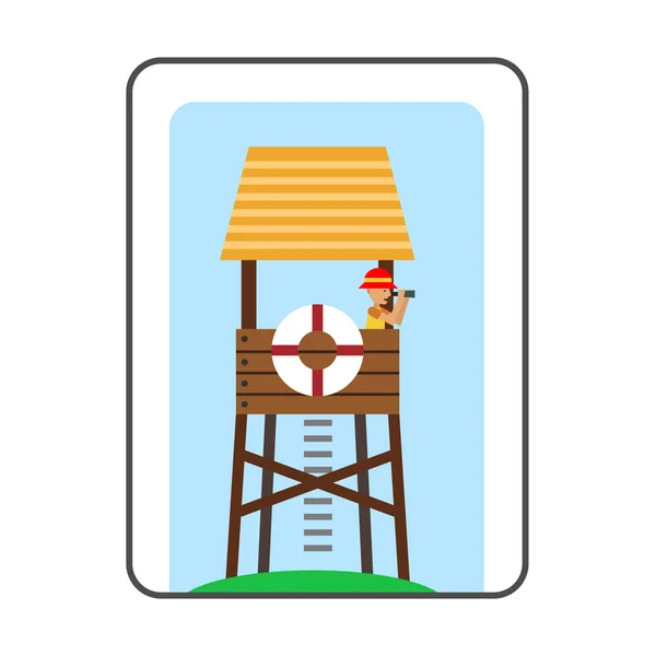 Icono de línea de torre de salvavidas — Archivo Imágenes Vectoriales