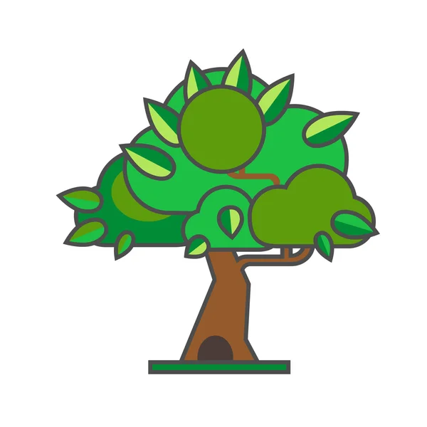 Icono de la línea de árboles de verano — Vector de stock