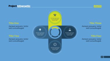 Dört adım daire diyagram slayt