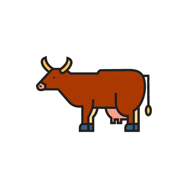 Icono de línea de vaca — Vector de stock