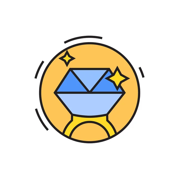 Icona della linea anello diamante — Vettoriale Stock