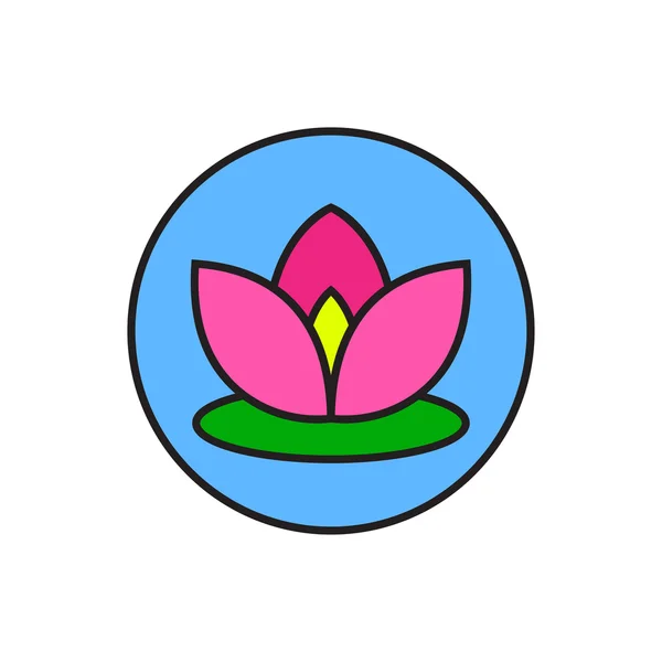 Ikon Garis Bunga Lotus - Stok Vektor