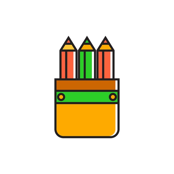 Pencil Case with Pencils Icon — Stock Vector