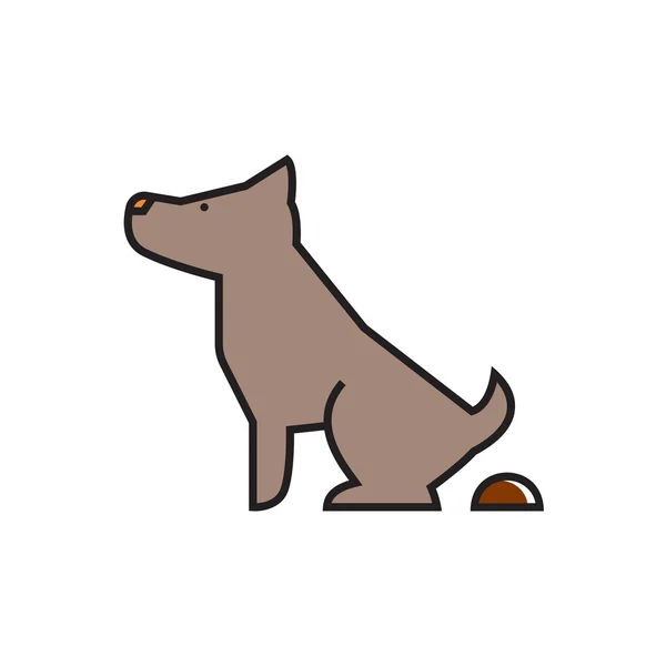 Pooping hund underteckna ikonen — Stock vektor