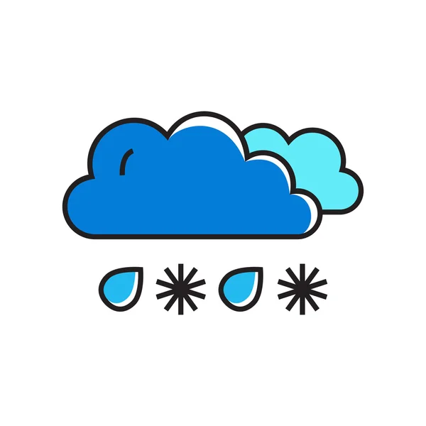 Snowy with Rain Line Icon — Stock Vector