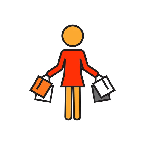 Икона "Женщина с пакетами покупок" — стоковый вектор