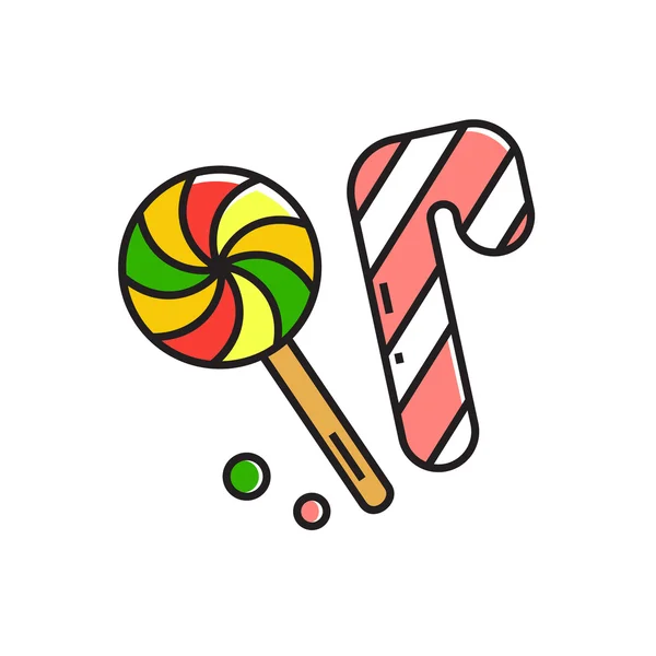 Candy Cane and Lollipop Icon — Stok Vektör