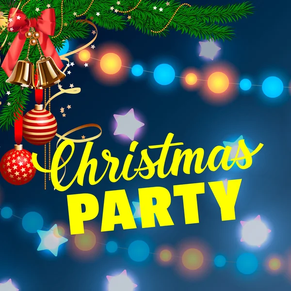 Christmas Party Lettering and Decorations — Stock Vector