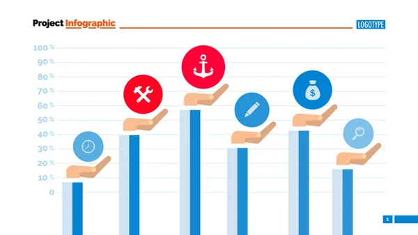 Hands Bar Chart Bilgi Grafiği Slayt Şablonu — Stok Vektör