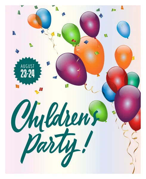 Çocuk Partisi Yazı ve Balonlar — Stok Vektör