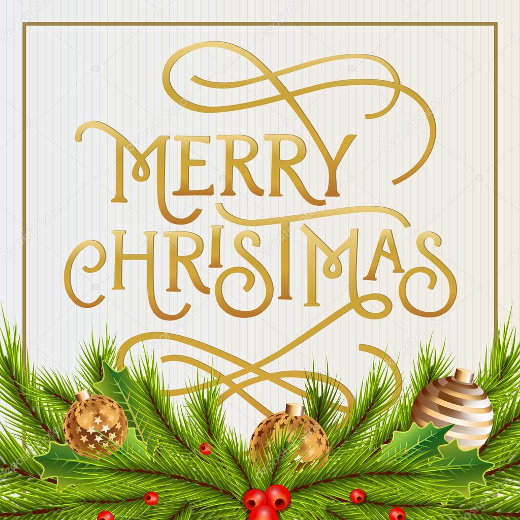 Merry Christmas Lettering with Decorations