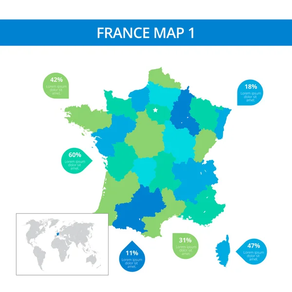 França modelo de mapa 1 —  Vetores de Stock