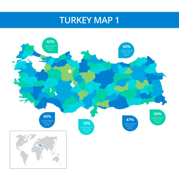 Templat peta Turki 1 - Stok Vektor