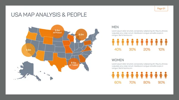 ΗΠΑ χάρτη ανάλυσης και άνθρωποι — Διανυσματικό Αρχείο