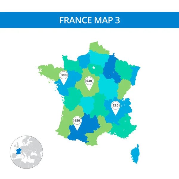 França modelo de mapa 3 —  Vetores de Stock