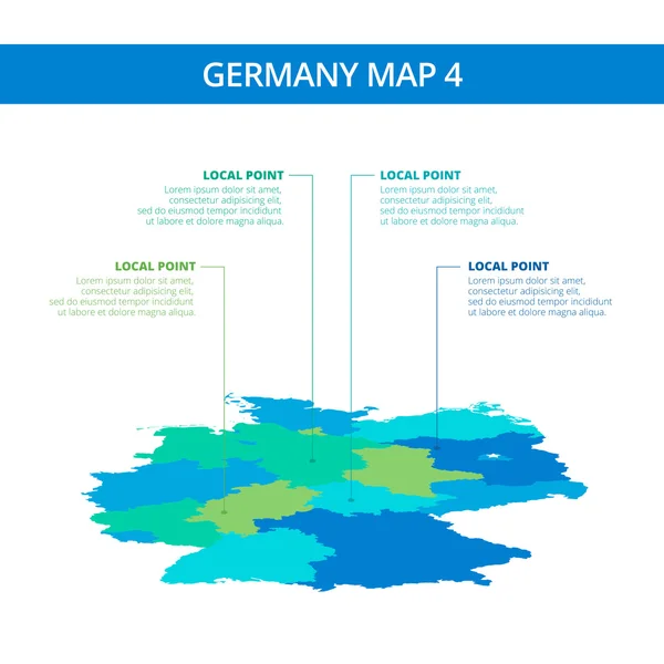 Németország Térkép sablon 4 — Stock Vector