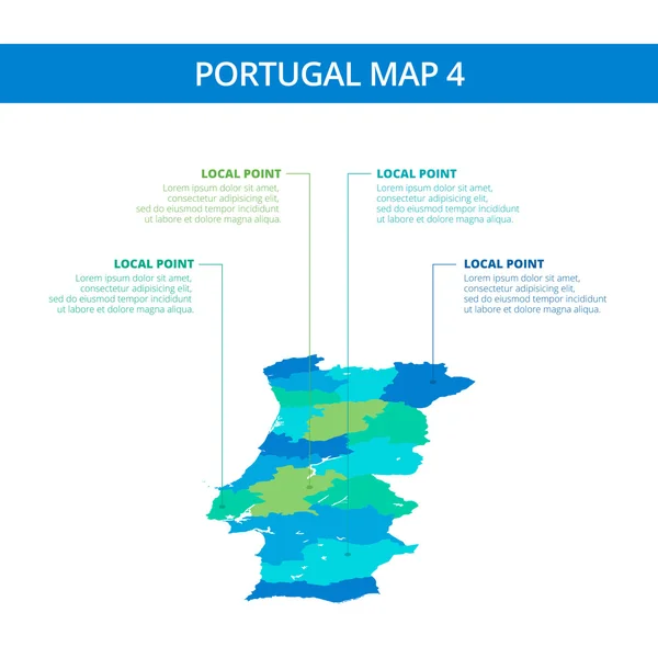 Portugália Térkép sablon 4 — Stock Vector