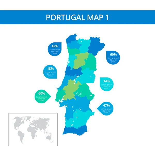 Plantilla mapa Portugal 1 — Vector de stock