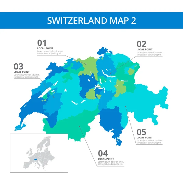 Svájc Térkép sablon 2 — Stock Vector