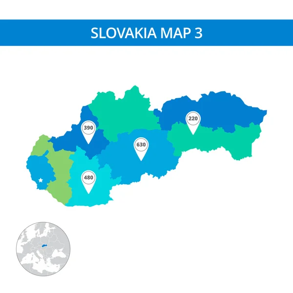 Szlovákia Térkép sablon 3 — Stock Vector