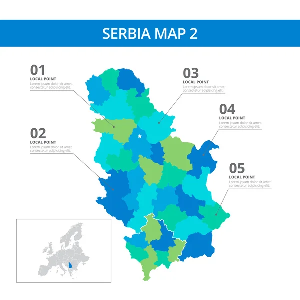 Szerbia Térkép sablon 2 — Stock Vector