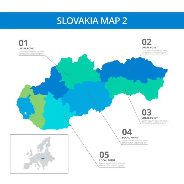 Szlovákia Térkép sablon 2 — Stock Vector