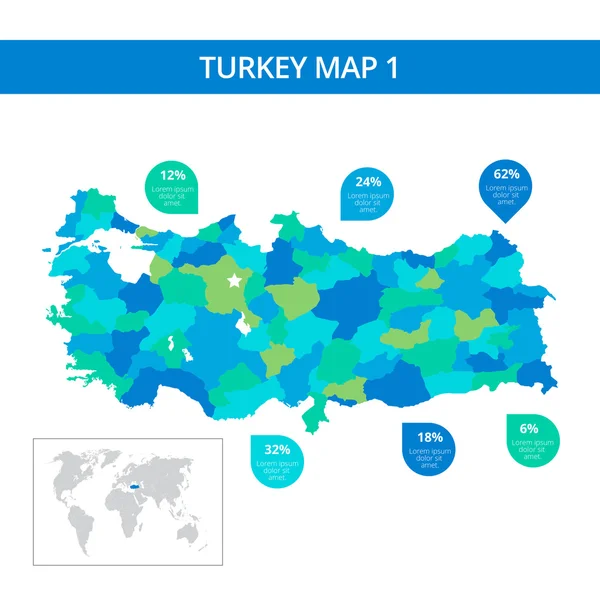 Türkiye Haritası şablonu 1 — Stok Vektör