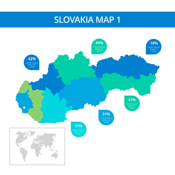 Szlovákia Térkép sablon 1 — Stock Vector