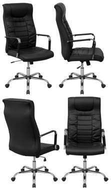 Ofis bilgisayar koltuğu. İç mekan. Arka plandan izole edilmiş. Farklı açılardan.