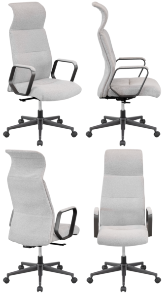 Stüdyoda çekilen ve şeffaf bir geçmişi olan gerçek bir ofis koltuğu. PNG biçiminde yüksek kaliteli mobilya ürünü fotoğrafçılığı, ofis iç tasarımı için ideal, iş sunumları