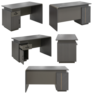 Gerçek ofis masası stüdyoda çekildi ve şeffaf bir arkaplanda izole edildi. Temiz tasarım ve pratik çalışma alanı içeren modern çalışma masası ofis ve ev ofis ortamları için uygundur. İç tasarım projeleri ve mobilya katalogları için ideal