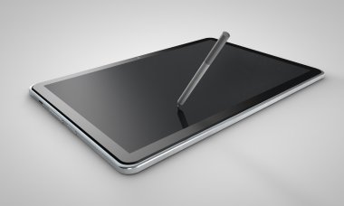 gri bir arka plan üzerinde 3D tablet
