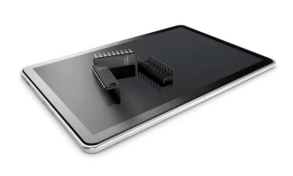 3D tablet ve tansistor beyaz bir arka plan üzerinde — Stok fotoğraf