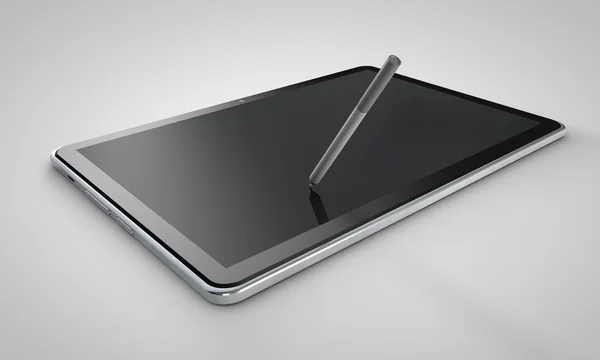 Tableta 3d sobre fondo gris —  Fotos de Stock