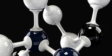 Bir blackbackground üzerinde 3d bir molekül