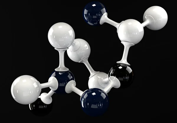 Een 3D-molecuul op een zwarte achtergrond — Stockfoto