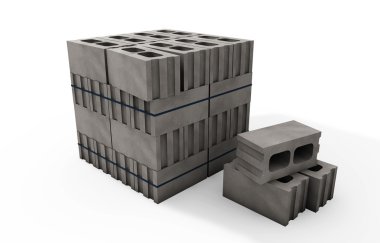 beyaz zemin üzerine beton blok Paletler