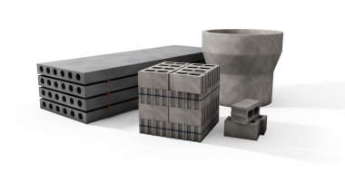 Paletler, beton blok ve plaka üzerinde bir WHI 3D Illustrator
