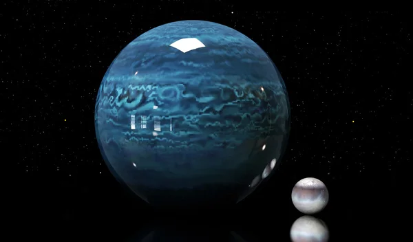 해왕성의 위성 및 스타의 3d 그림입니다. 이 메신저의 요소 — 스톡 사진