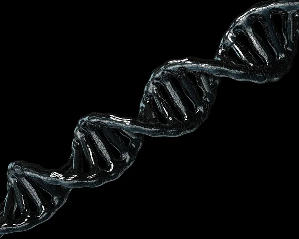 Концепция биохимии с молекулой ДНК на черном фоне — стоковое фото