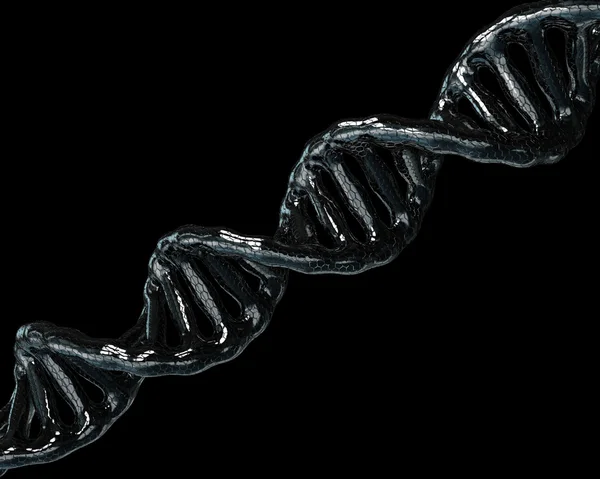 Begreppet biokemi med dna-molekylen på svart bakgrund — Stockfoto